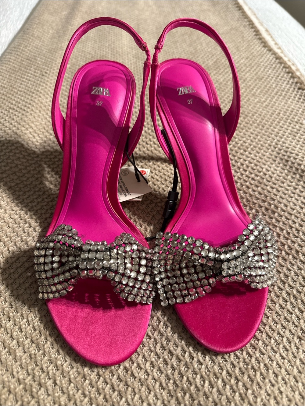 Zara Fuchsia Crystal Bow Slingback Heels